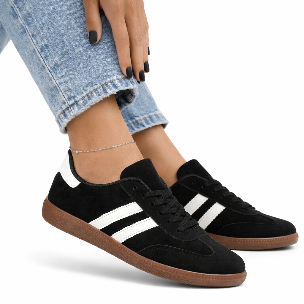 Sneakersy Retro Damskie Czarne Buty Sportowe Trampki Adidasy 40