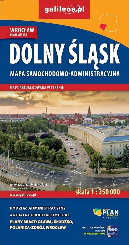 Mapa Samoch.-administ. Dolny Śląsk 1:250 000