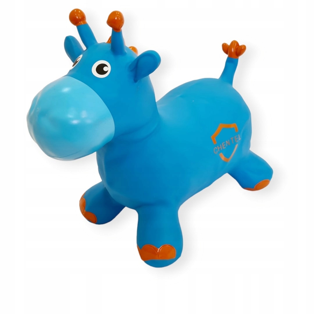 Prezent Skoczek Gumowy Pompowany Premium Żyrafa niebieski + pompka Kolor niebieski