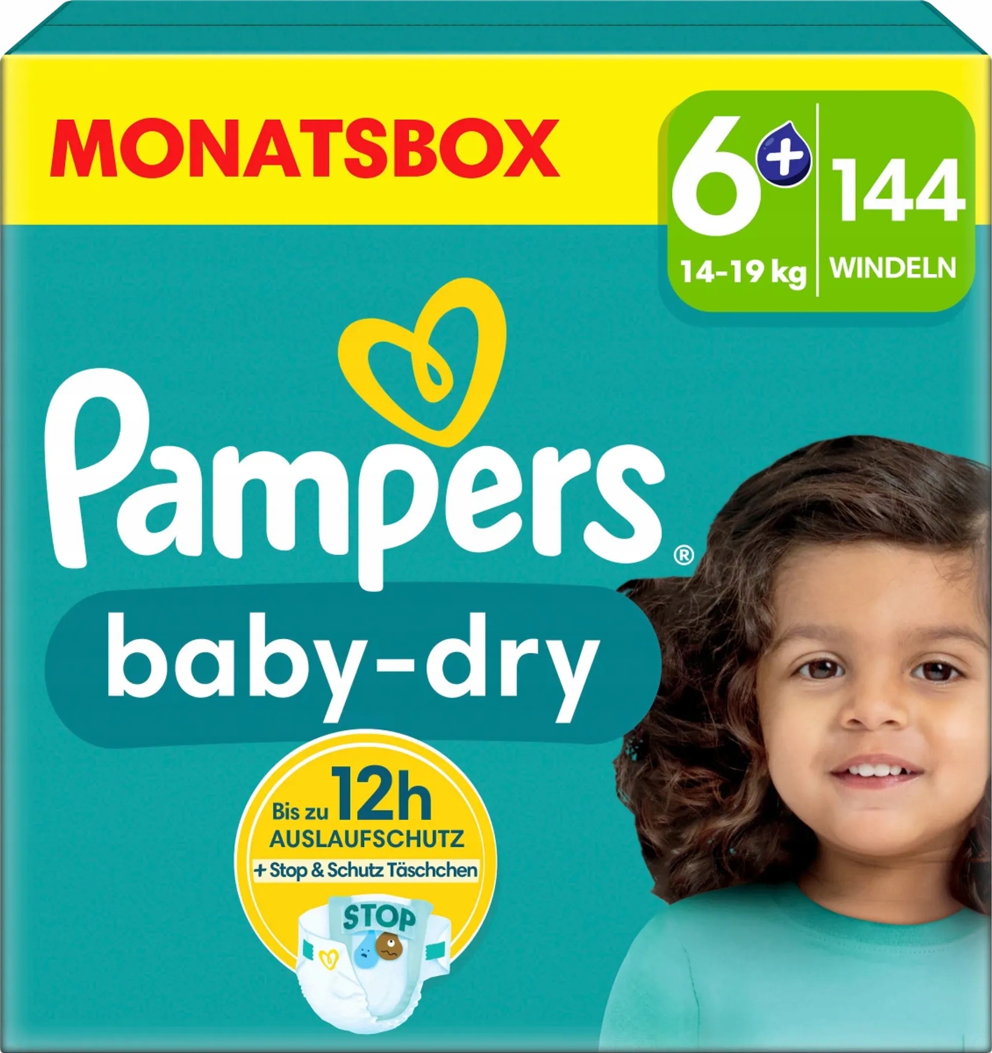 Pieluszki Pampers Baby Dry rozmiar 6+ Extra Large (14-19 kg) 144 szt