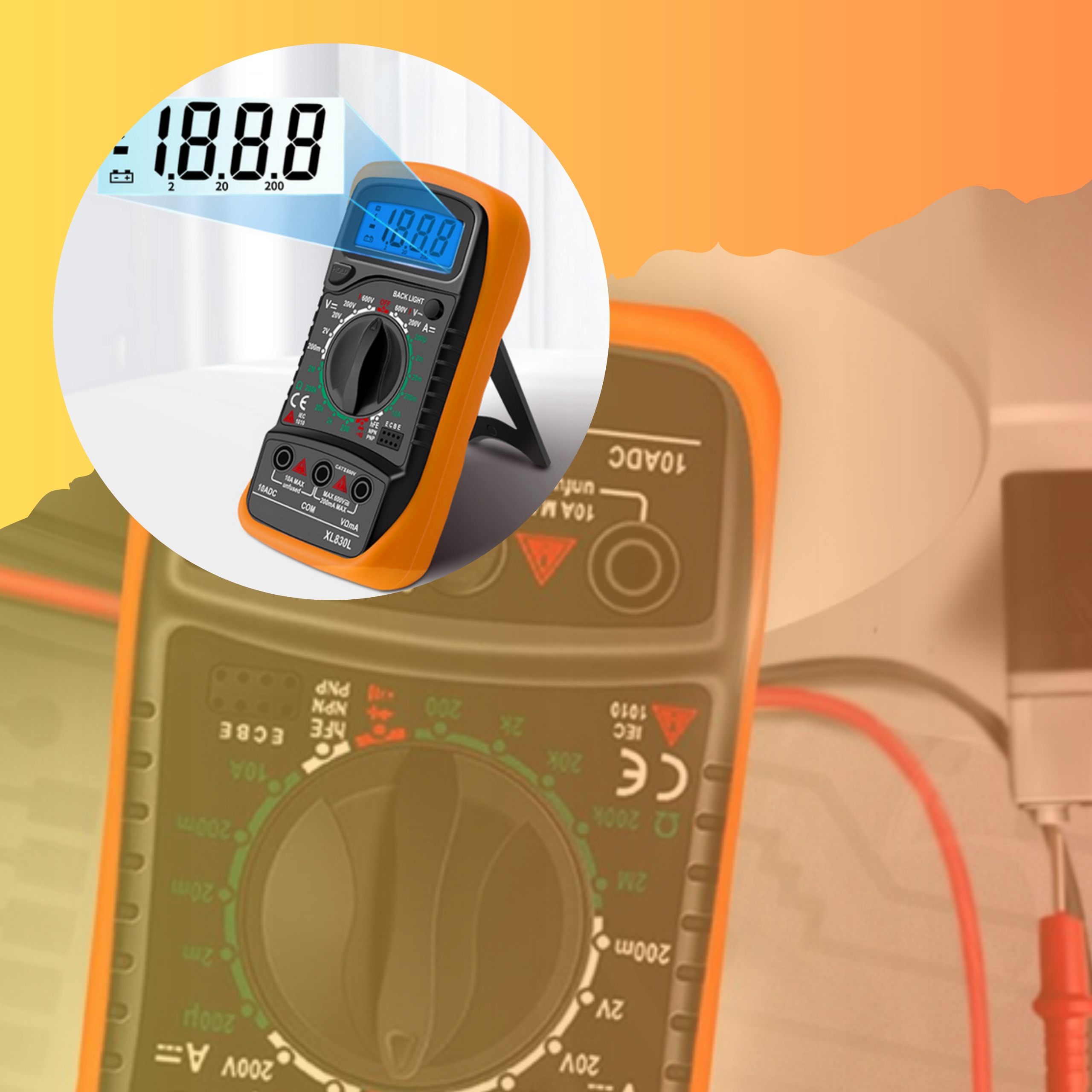 CYFROWY MIERNIK PRADU RECZNY TESTER NAPIECIA MULTIMETR Maksymalna wyświetlana wartość 1999