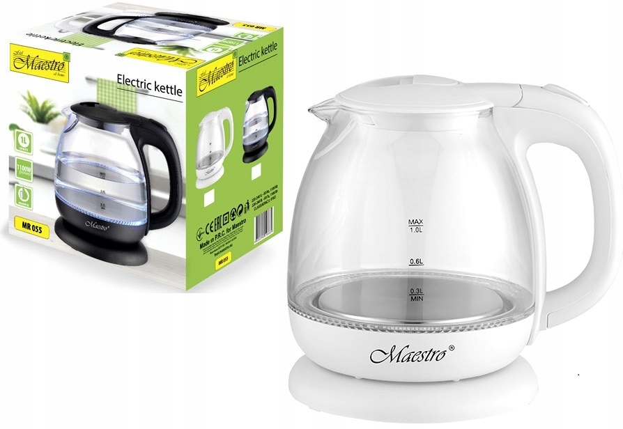 

Maestro czajnik szklany MR055 Led 1L 1100W