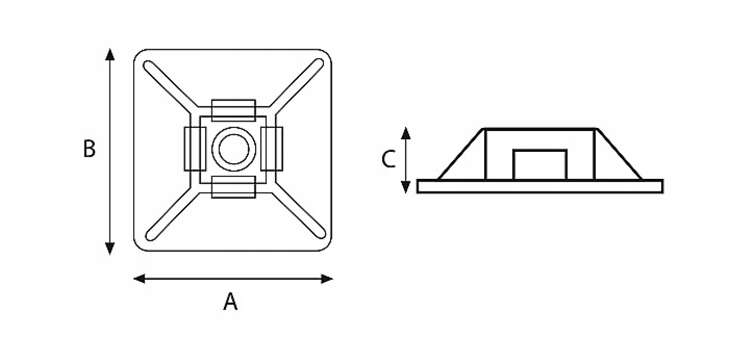 Uchwyt Samoprzylepny Montażowy Do Opasek Kablowych 28x28 mm Czarny 100 Szt Marka Trytyt