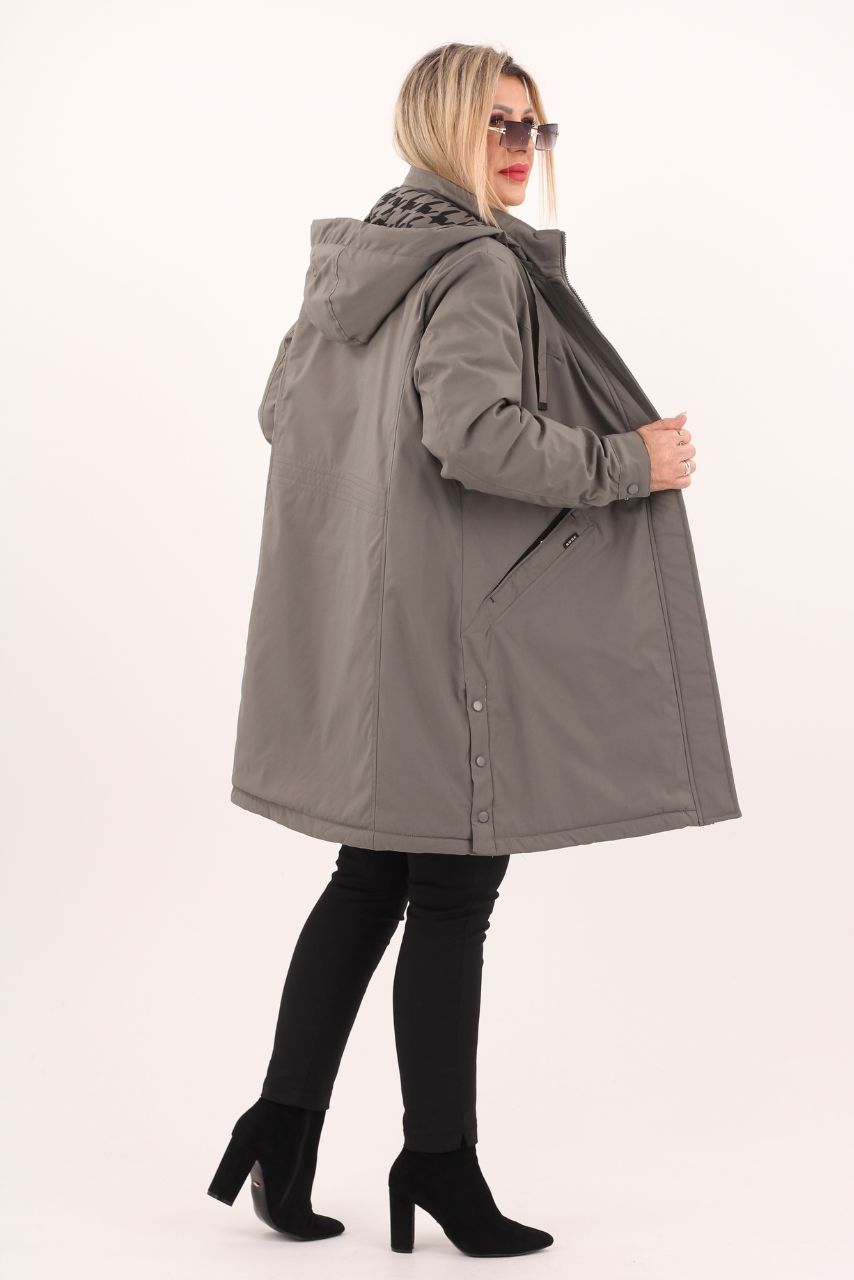 KURTKA DAMSKA PARKA Z KAPTUREM DUŻE ROZMIARY PRZEJŚCIOWA DŁUGA ELEGANCKA Płeć kobieta