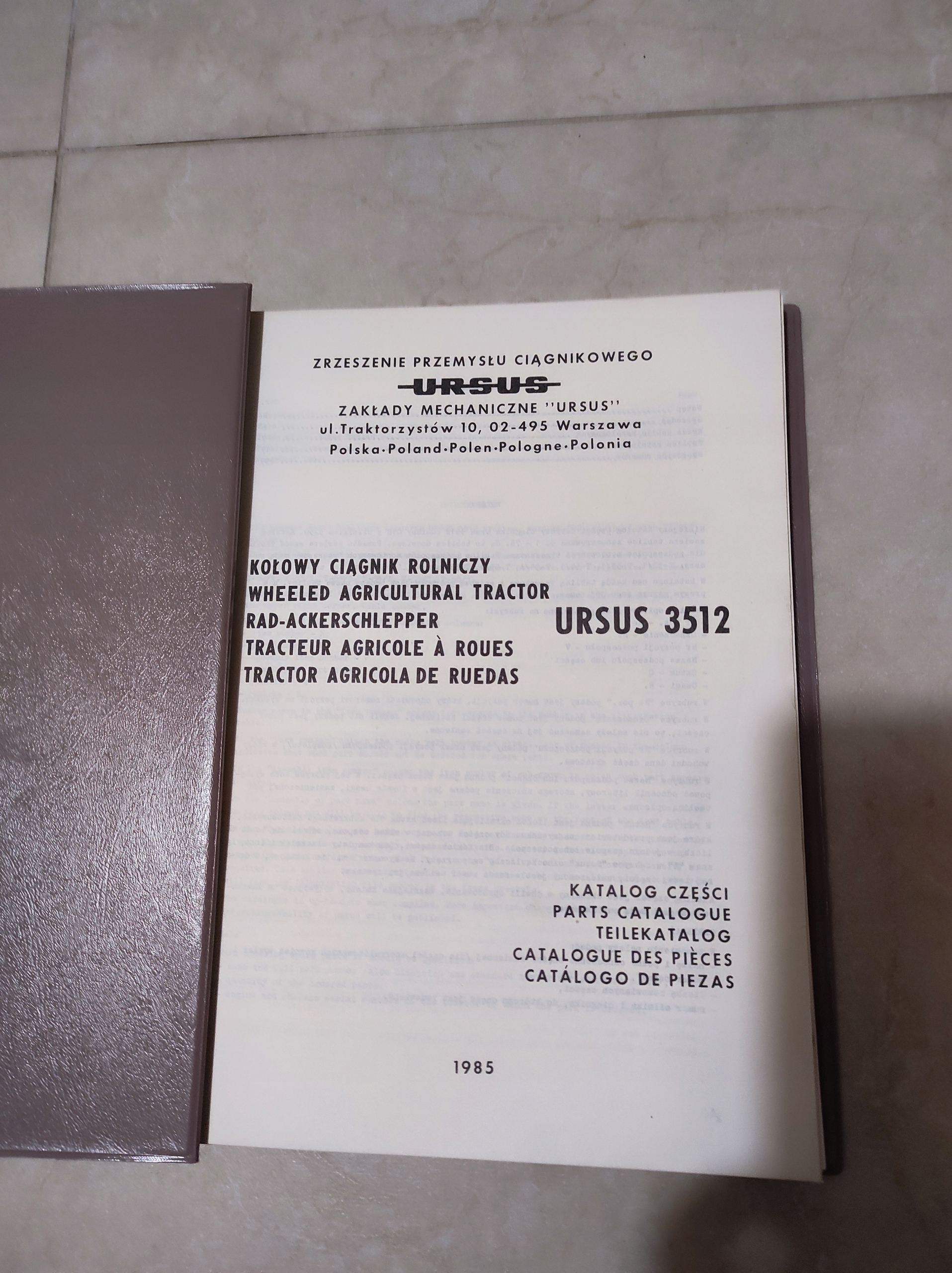 KATALOG CZĘŚCI Ursus 3512 NOWY Marka bez marki