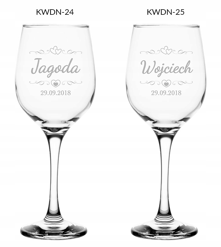 KIELISZKI DO WINA KIELISZKI Z GRAWEREM PREZENT NA ŚLUB PREZENT NA WESELE Marka Glasmark