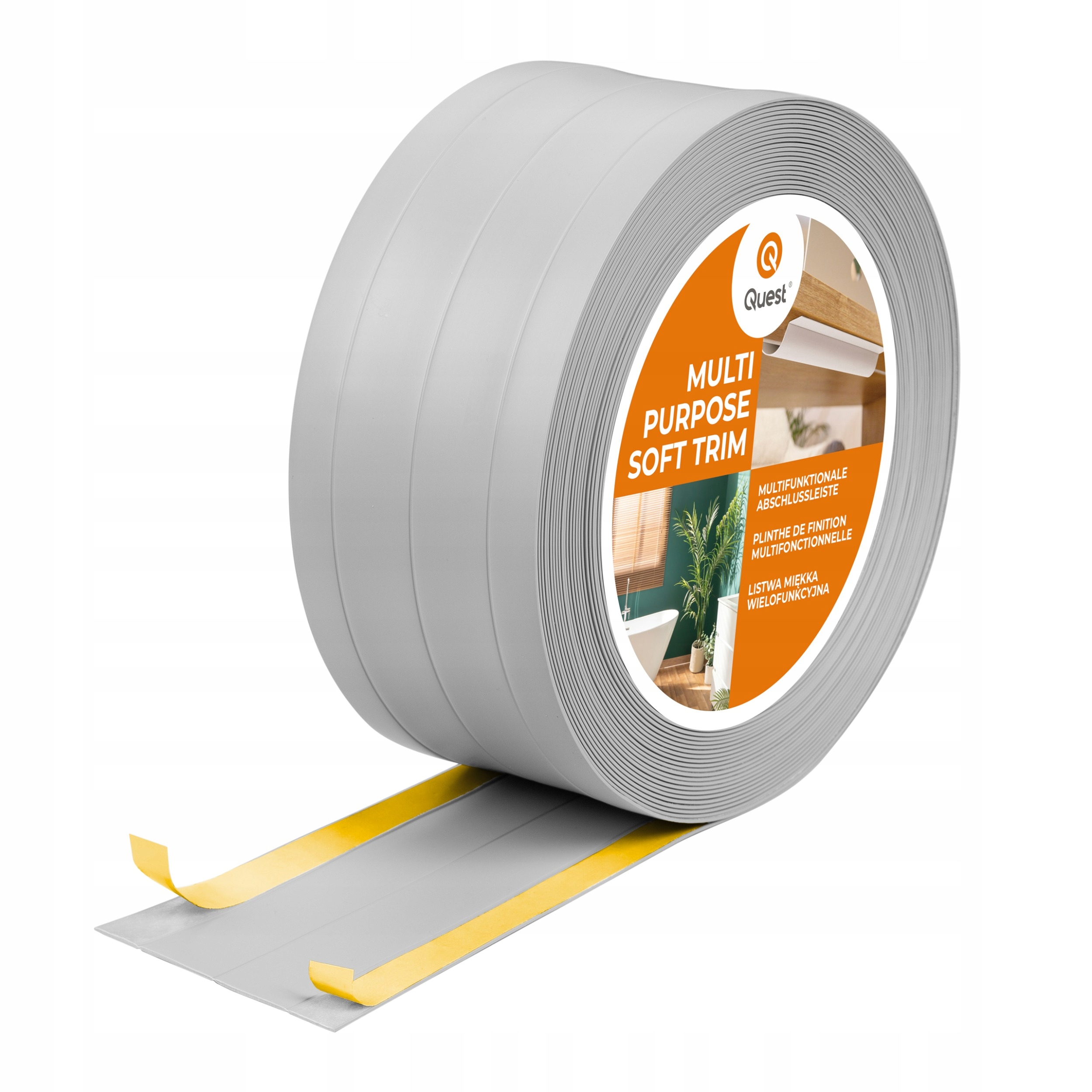 Multifunkčná lišta z Pvc 4v1 samolepiaca, sivá 25 m 95 mm, W3