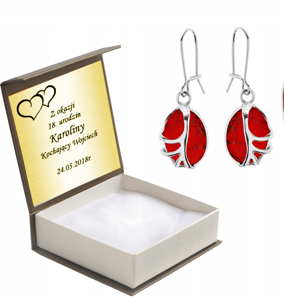 

Kolczyki Wiszące Z Koralami Na Prezent+ Grawer