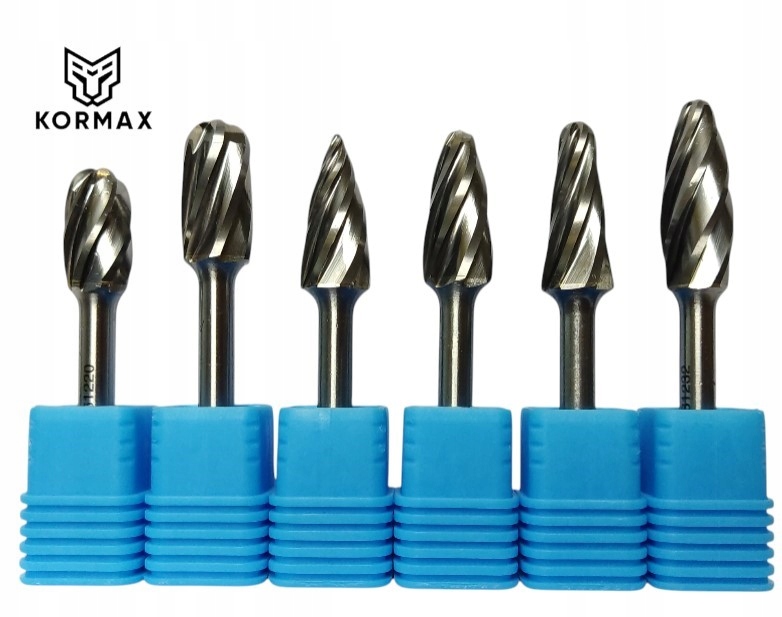 Sada 6 Ks fréz 12 mm rotační pilník na hliník z karbidu Kormax