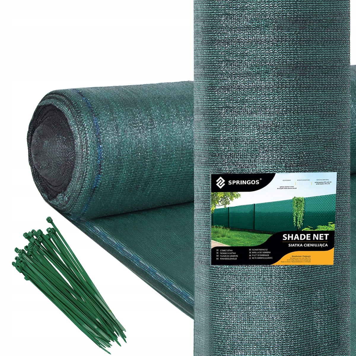 

Siatka Cieniująca 1,2x25m 90% Opaski 100szt Uv