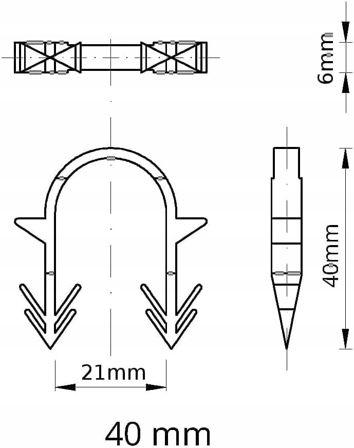 KLIPSY SPINKI 40mm TAKERA DO PODŁOGÓWKI DO RUR ALUPEX PEX PERT 1000szt Kod producenta TALST3260+S2K401000