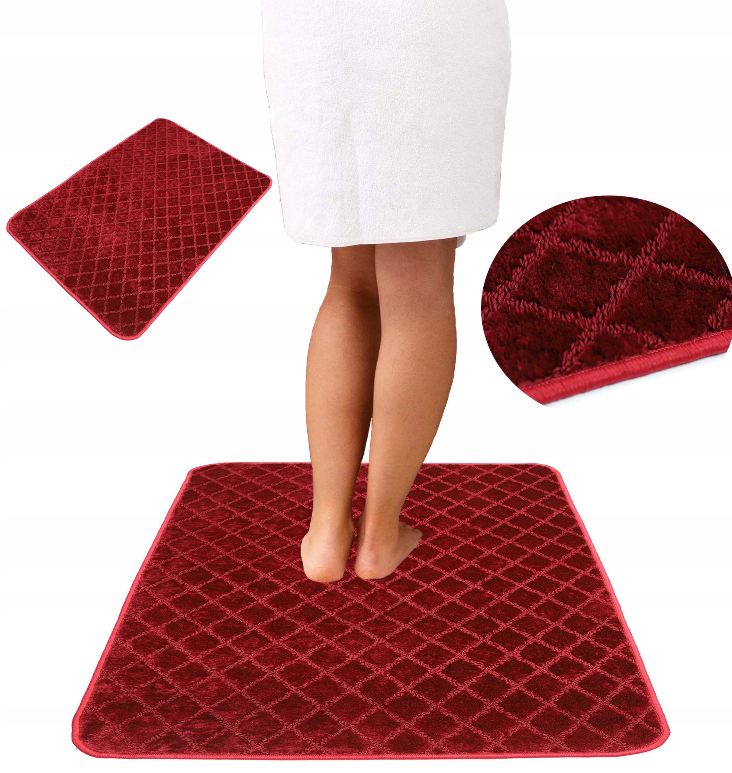 Měkký Koupelnový Kobereček Protiskluzový Módní Bordová 100X100 cm