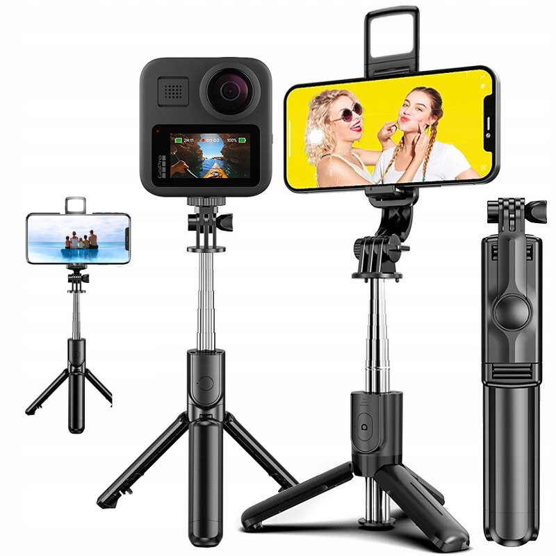 MONOPOD SELFIE STICK LED STATYW NA TELEFON SOLIDNY Kijek Statyw Bluetooth