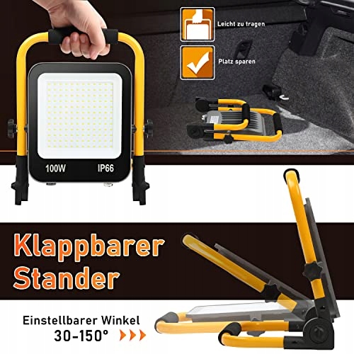 IKODM LED Reflektor 100W Przenośna Lampa Robocza 10000LM 6000K IP66 — miniatura 4