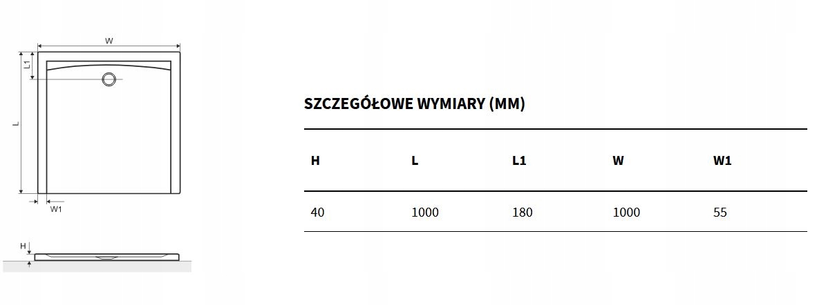 EXCELLENT FORMA X brodzik niski, 100x100cm, czarna struktura Marka Excellent