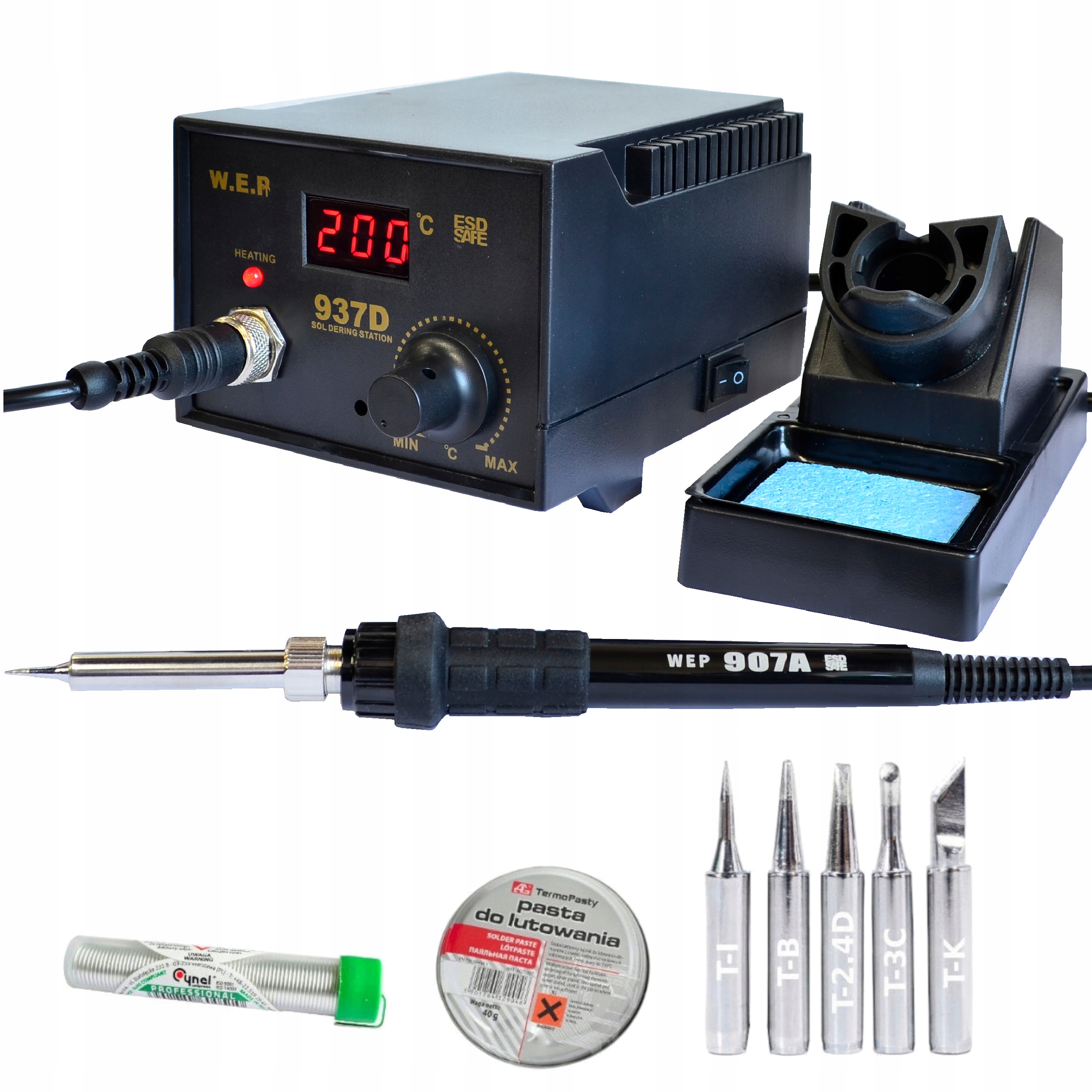 Stacja lutownicza grotowa Hotair Wep 937D 60W Led Groty, Pasta, Cyna
