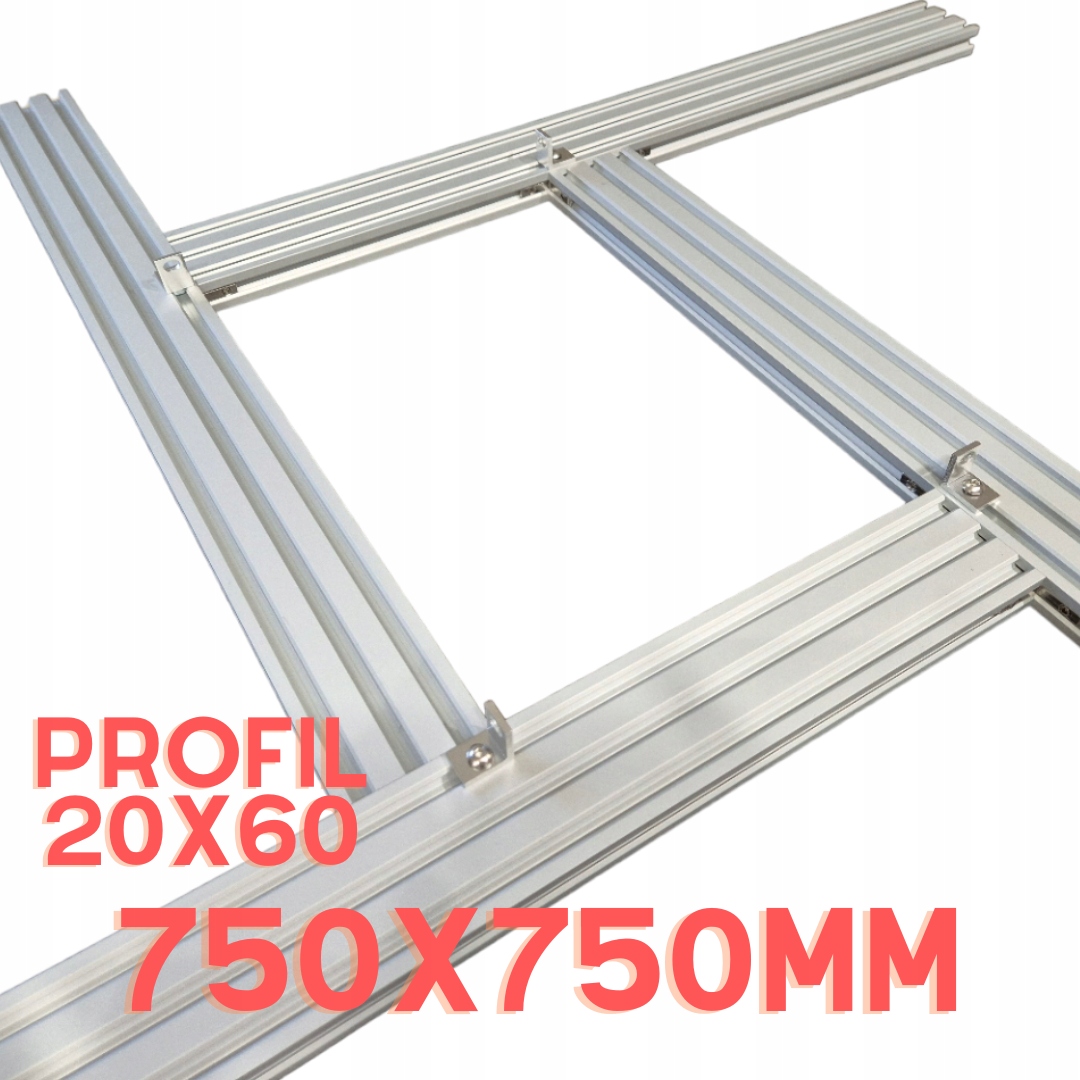 Univerzální nastavitelná šablona pro frézování 750 x 750 mm z profilu 20 x 60