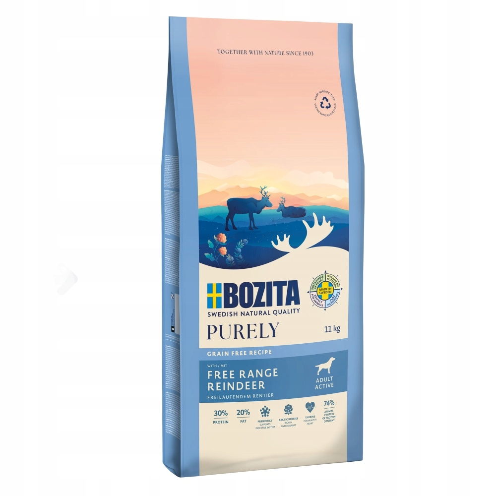 Levně Bozita Purely Dog Adult Active Reindeer Gf 11 kg