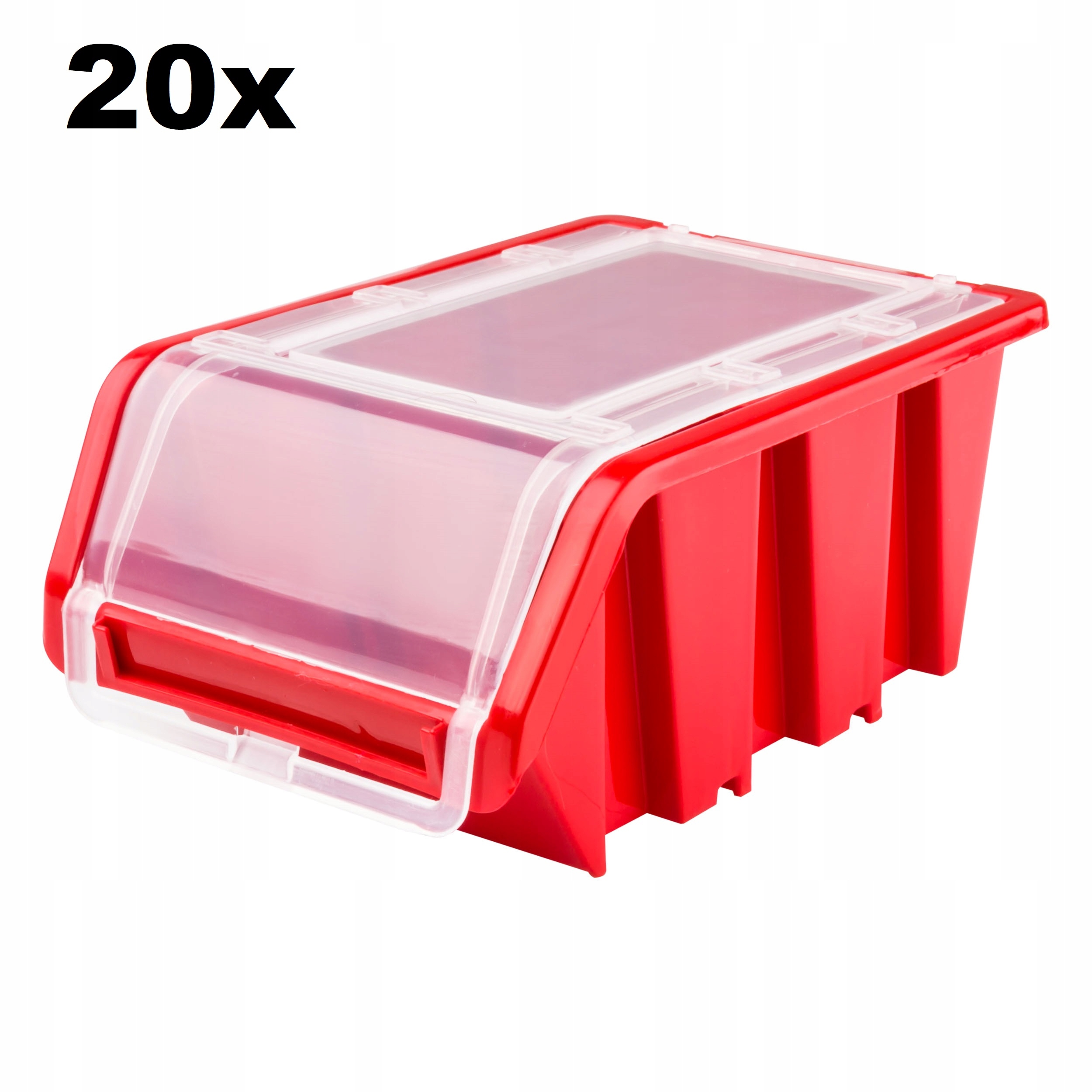 20 x Nádoba s víkem box 160x230x120 červená