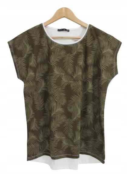 

Luźna bluzka damska palmy khaki ecru XL/2XL