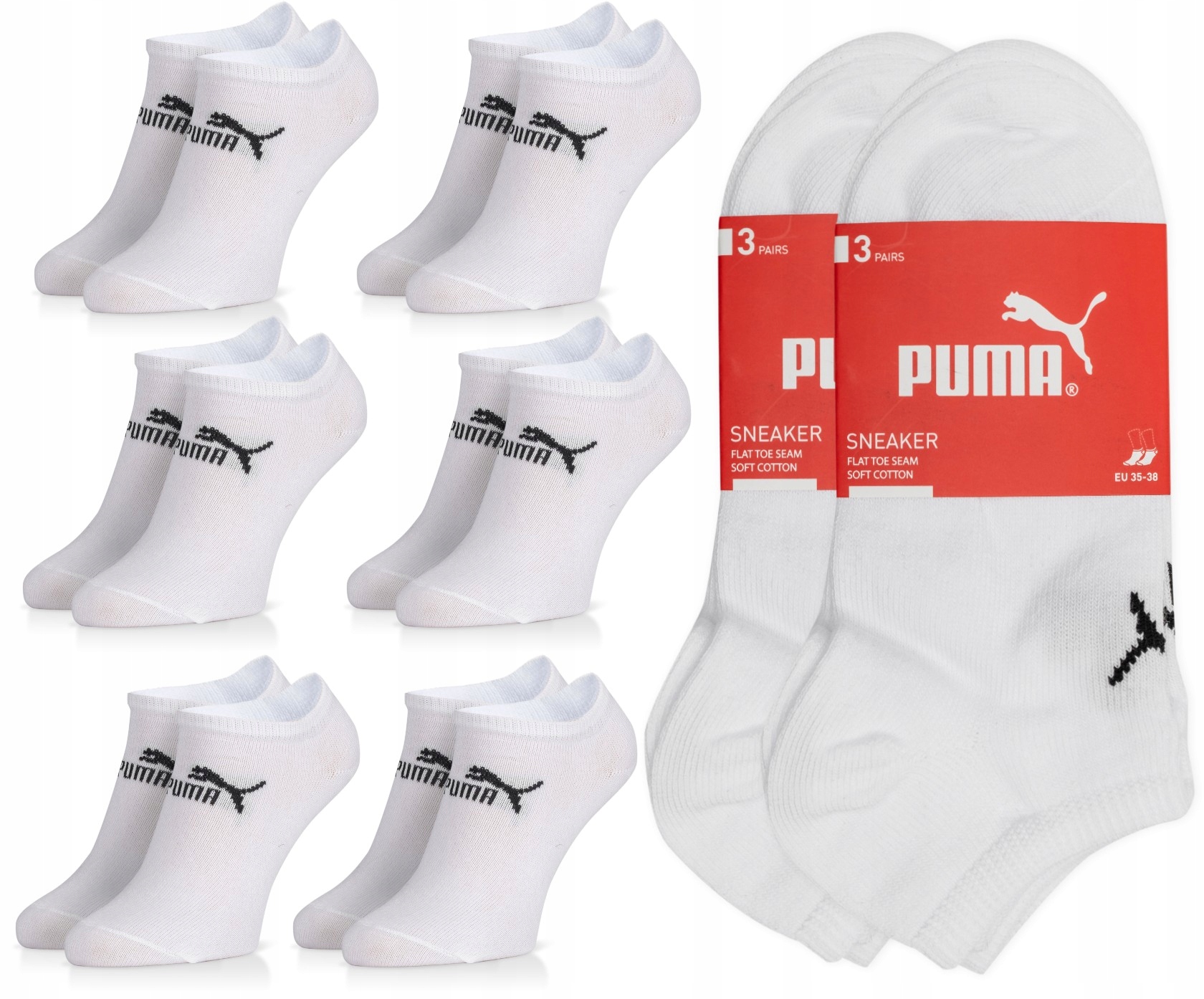 

Puma skarpety stopki 6 par 43/46 białe