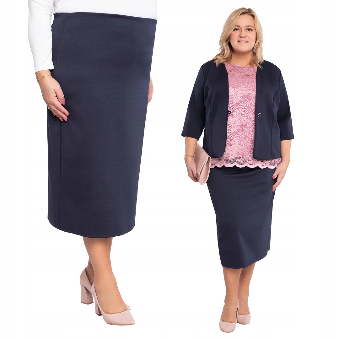 Elegantní modrá sukně plus velikost 58