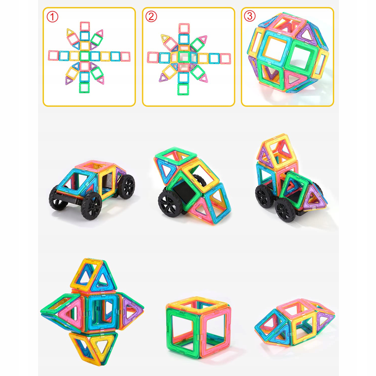 MAGNETYCZNE KLOCKI BUDOWLANE, ZABAWKA EDUKACYJNA Liczba elementów 119 szt.