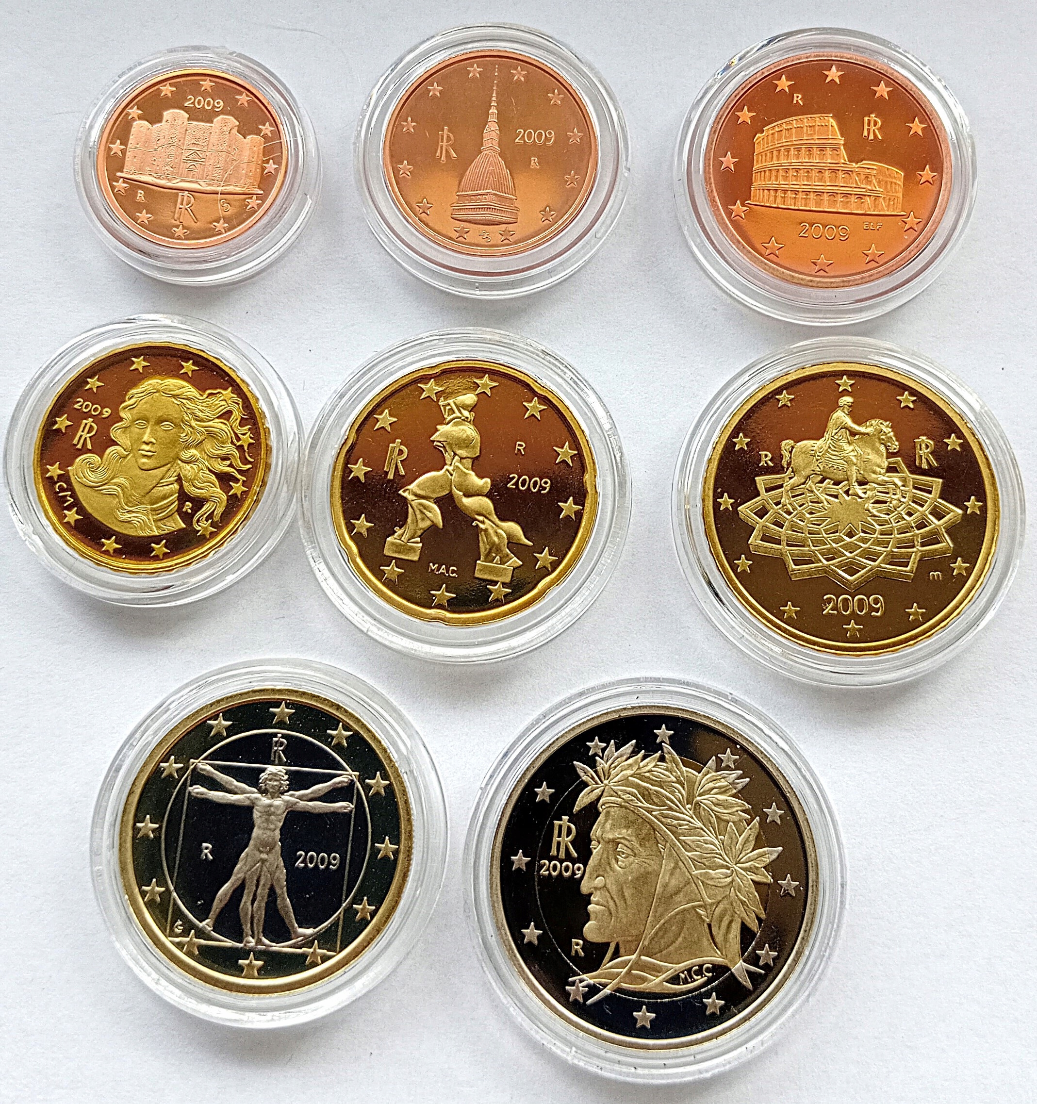 Włochy 2009 zestaw monet 1 cent do 2 euro Proof Proof