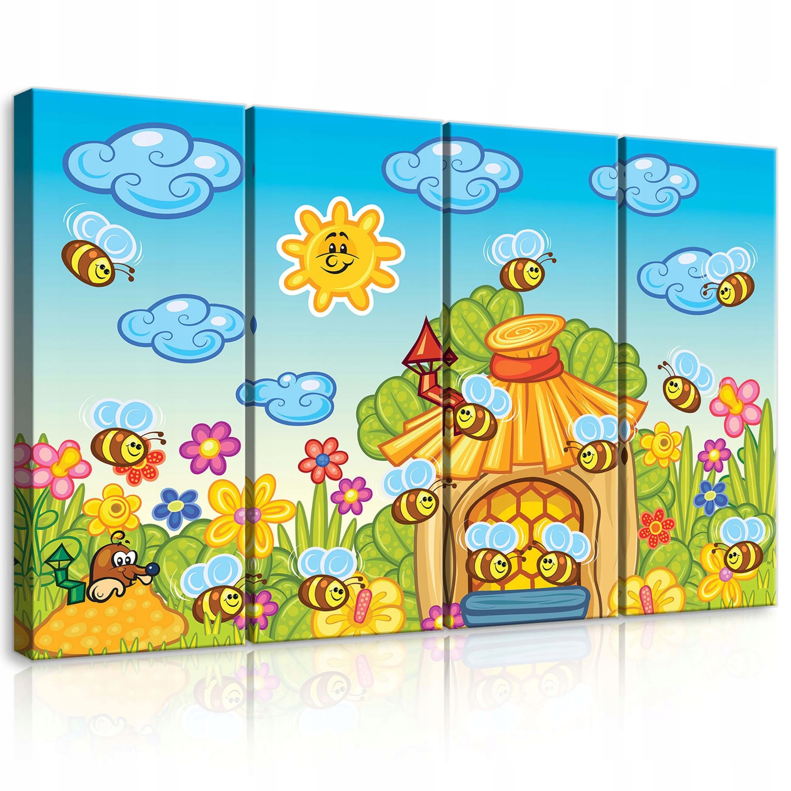 Obraz 120x80 Kreslený Film včely úľ slnko kvety leto radosť dieťa