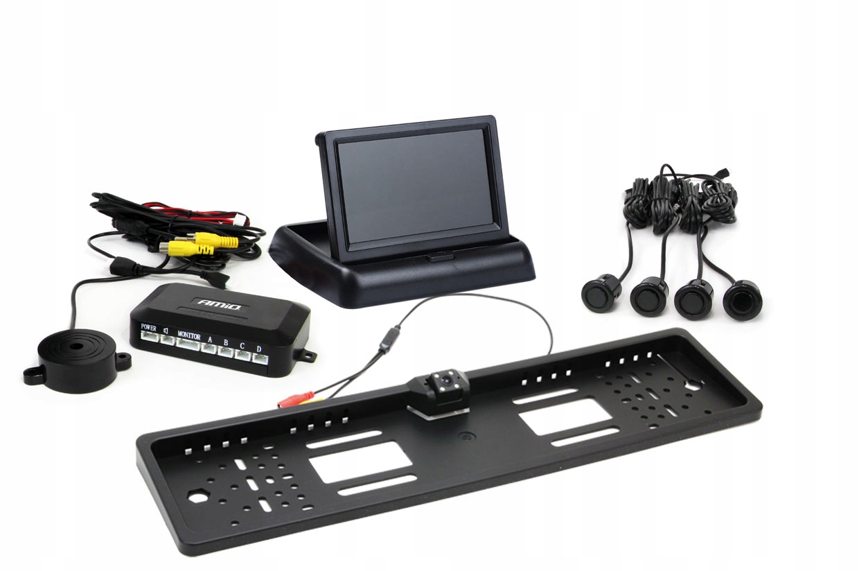 Sada parkovacích senzorov TFT02 4,3" s kamerou HD-402-LED, 4 senzory, čierna