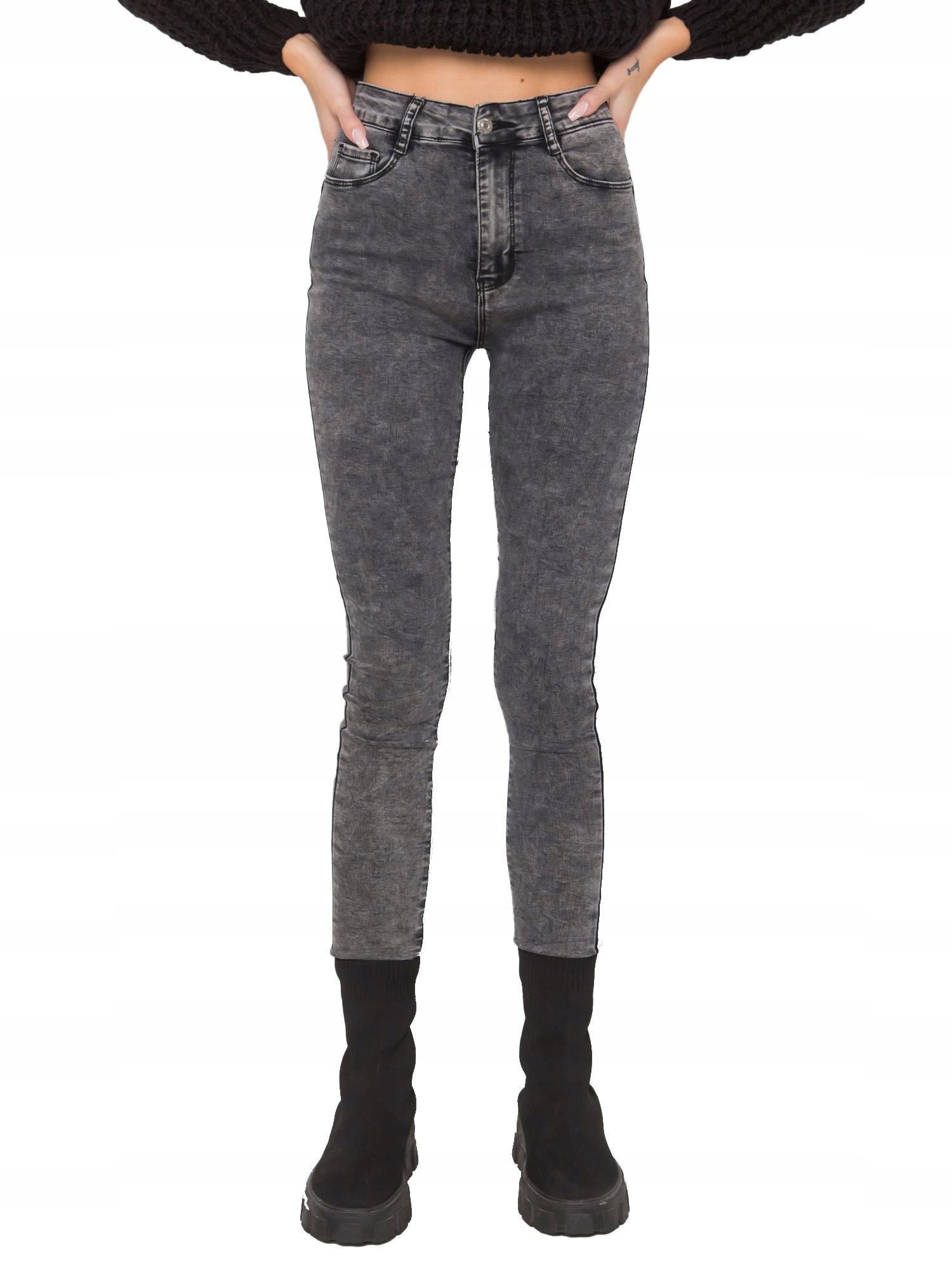 

Dopasowane Jeansy damskie wysoki stan Rurki - Xs