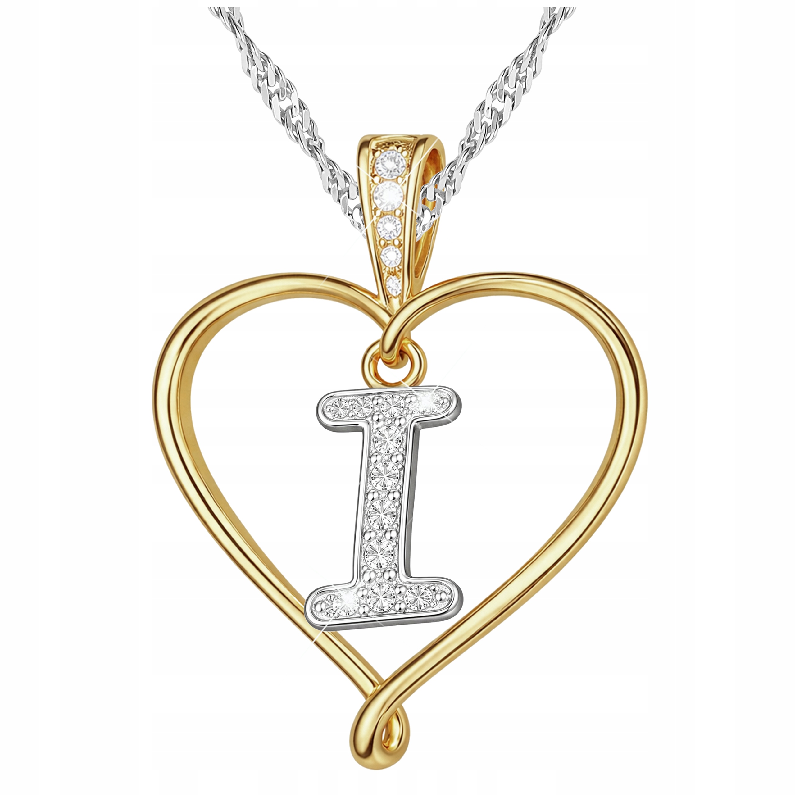 Stříbrný náhrdelník Písmeno Iniciál I Srdce jako Dárek Láska Stříbro 925