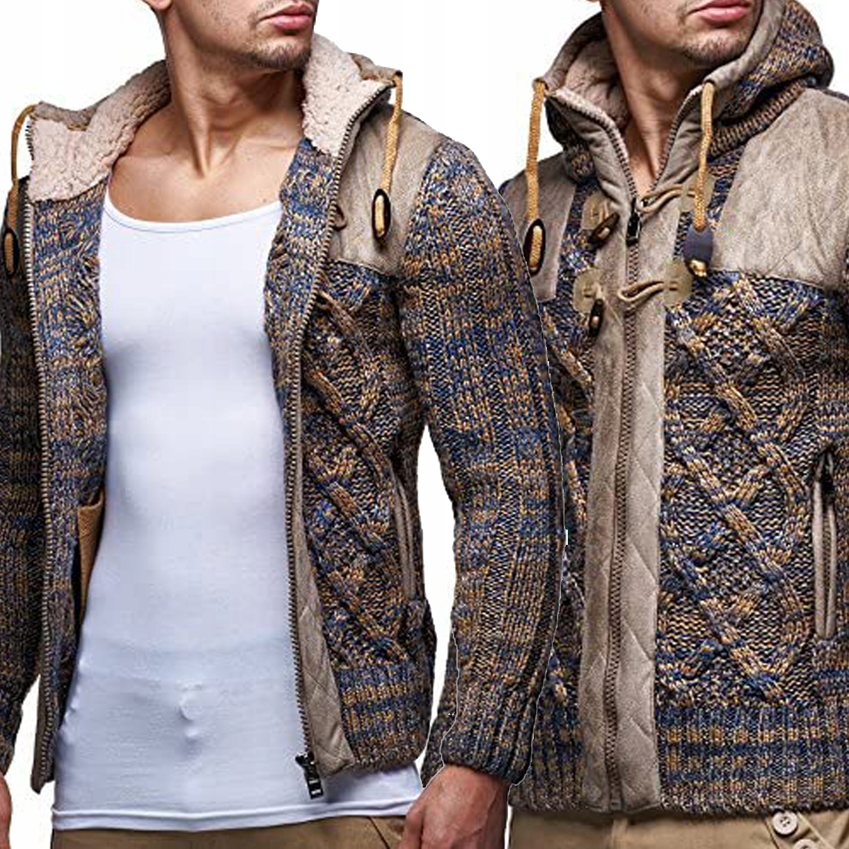 

Sweter Pleciony Bluza Stójka Gruby Ciepły