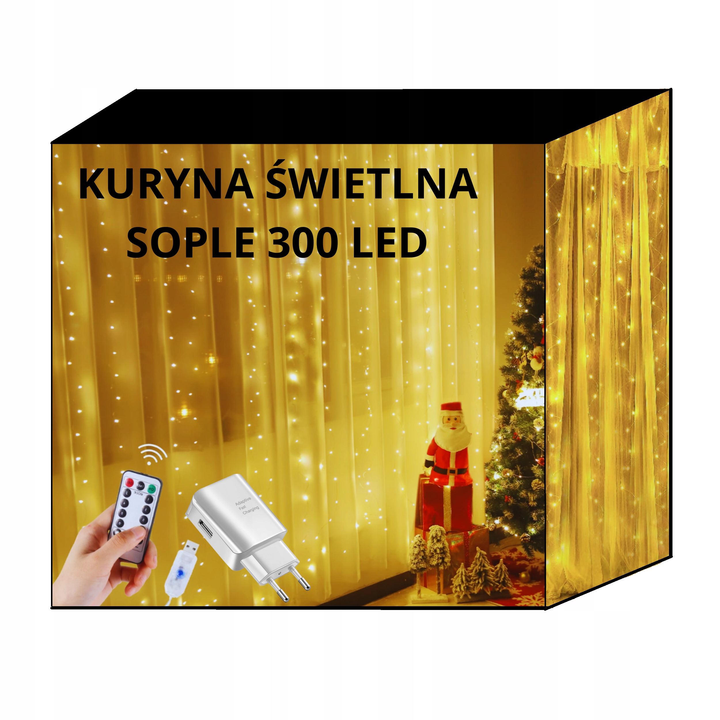 

Kurtyna Świetlna 3x3m Sople 300 Led Lampki Pilot