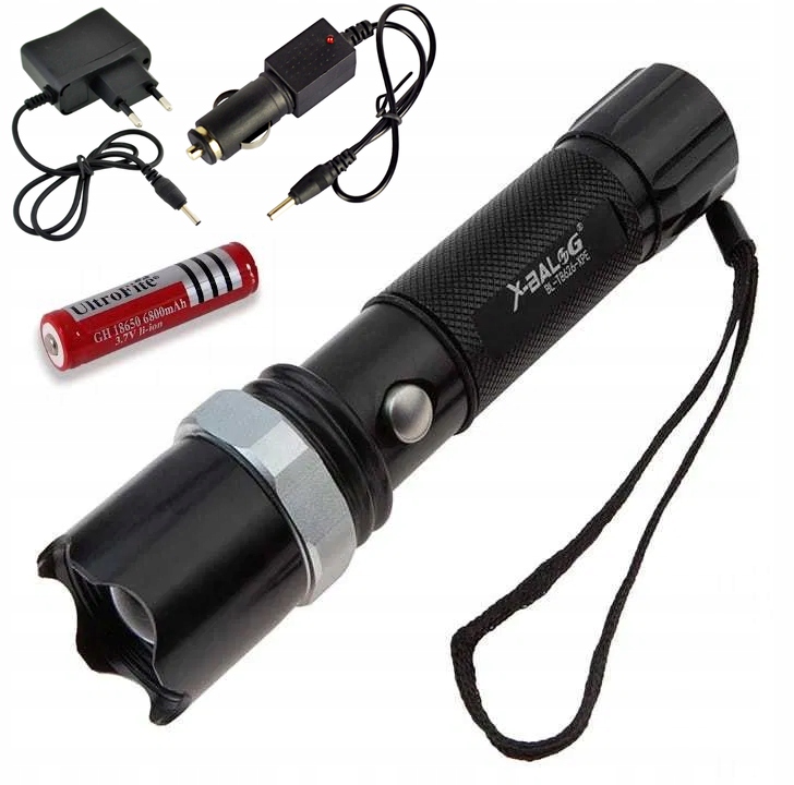Latarka Policyjna Swat Ładowana Cree Zoom XM-L T6 Led 500m Aluminiowa