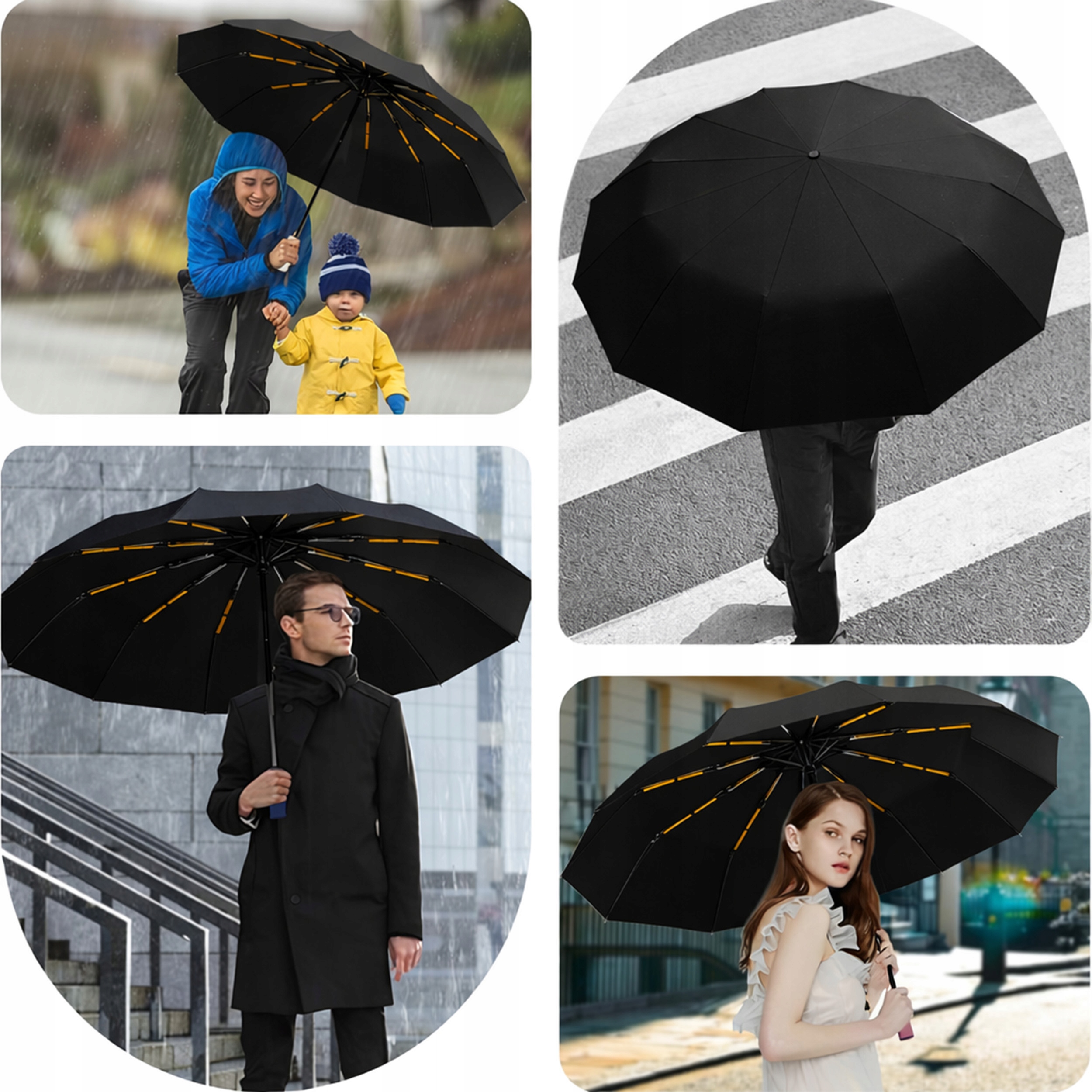 PARASOL WIATROSZCZELNY SKŁADANY PARASOLKA MĘSKA DAMSKA 12 RAMION +POKROWIEC Stan opakowania oryginalne