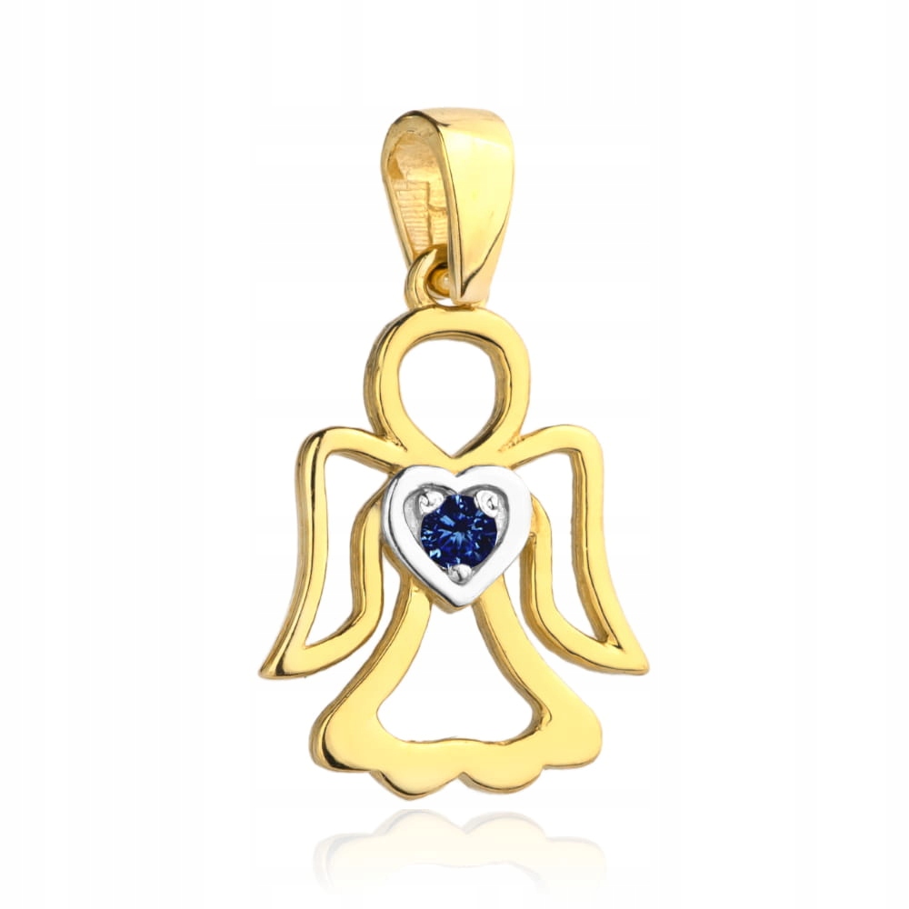Zlatý přívěsek Anděl s modrou zirkonií 585 14k 0.59g