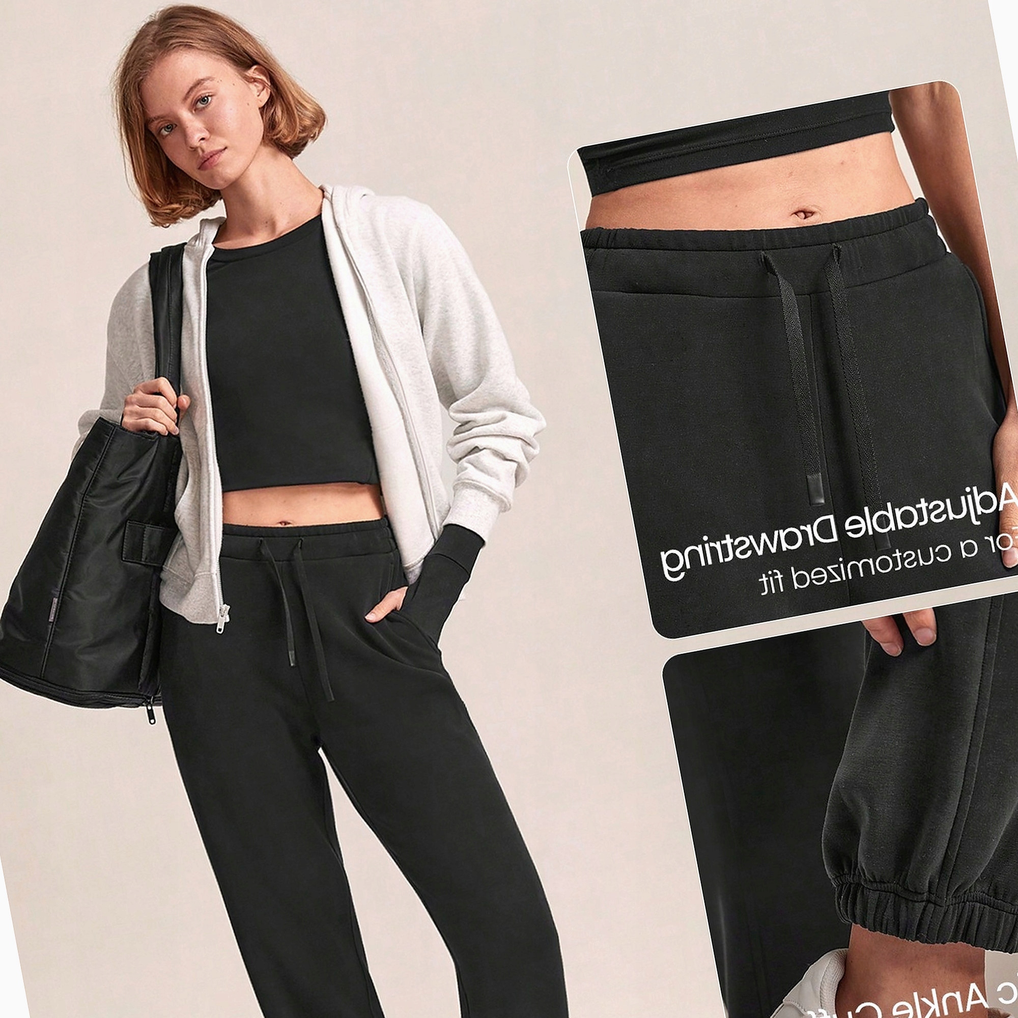 Spodnie Treningowe Czarne Dresowe Wysoki Stan Do Ćwiczeń Damskie M 38