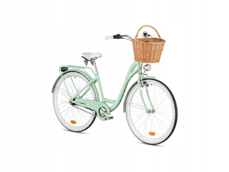 Rower miejski Indiana Moena A7B D17 28 cali damski Miętowy Koszyk