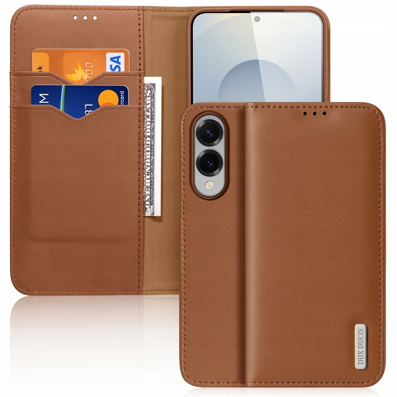 Etui Dux Ducis Hivo na Samsung Galaxy S25 Edge klapka i ochrona Rfid brown