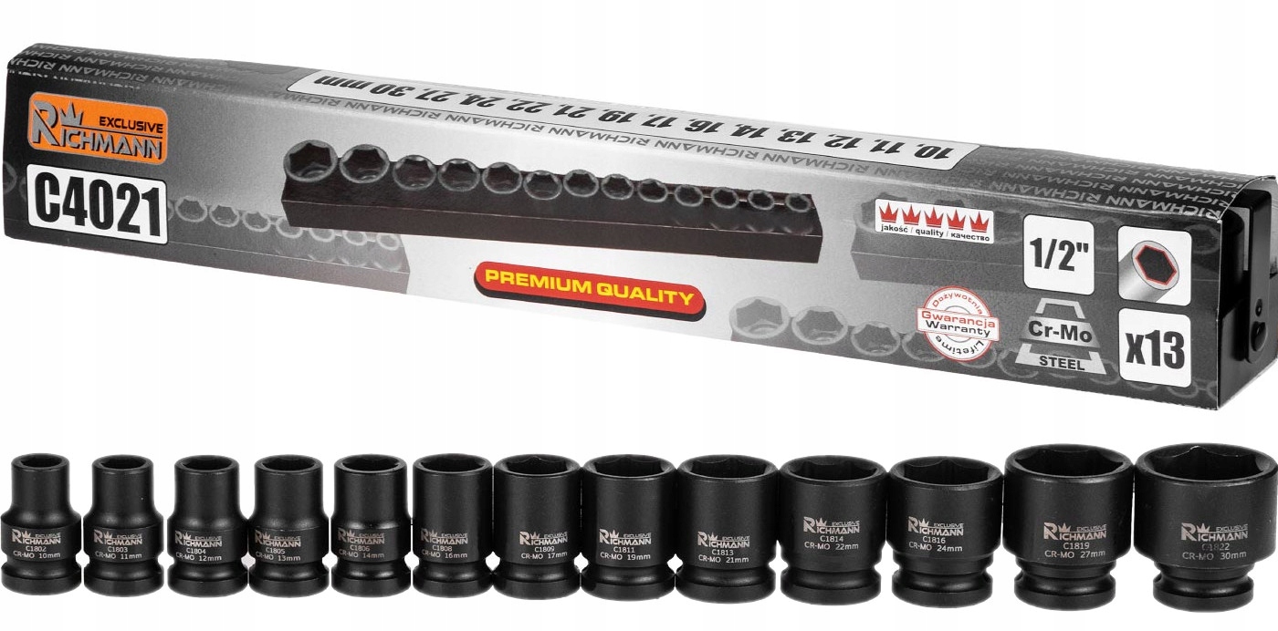 Комплект ударных колпачков 1/2 10-30 мм CORONA C4021