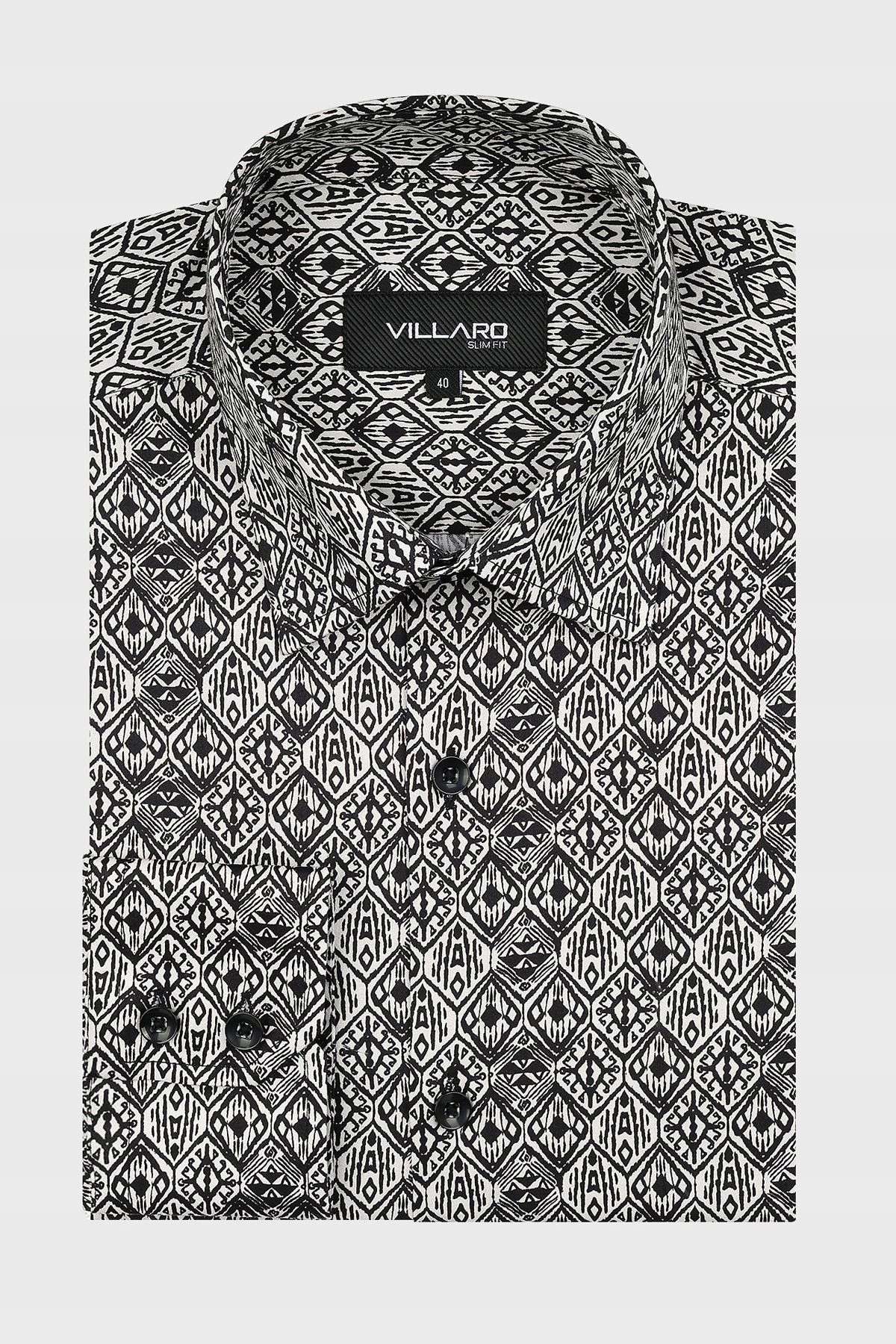 Černá pánská košile Vzor 42-176/182 Slim Fit