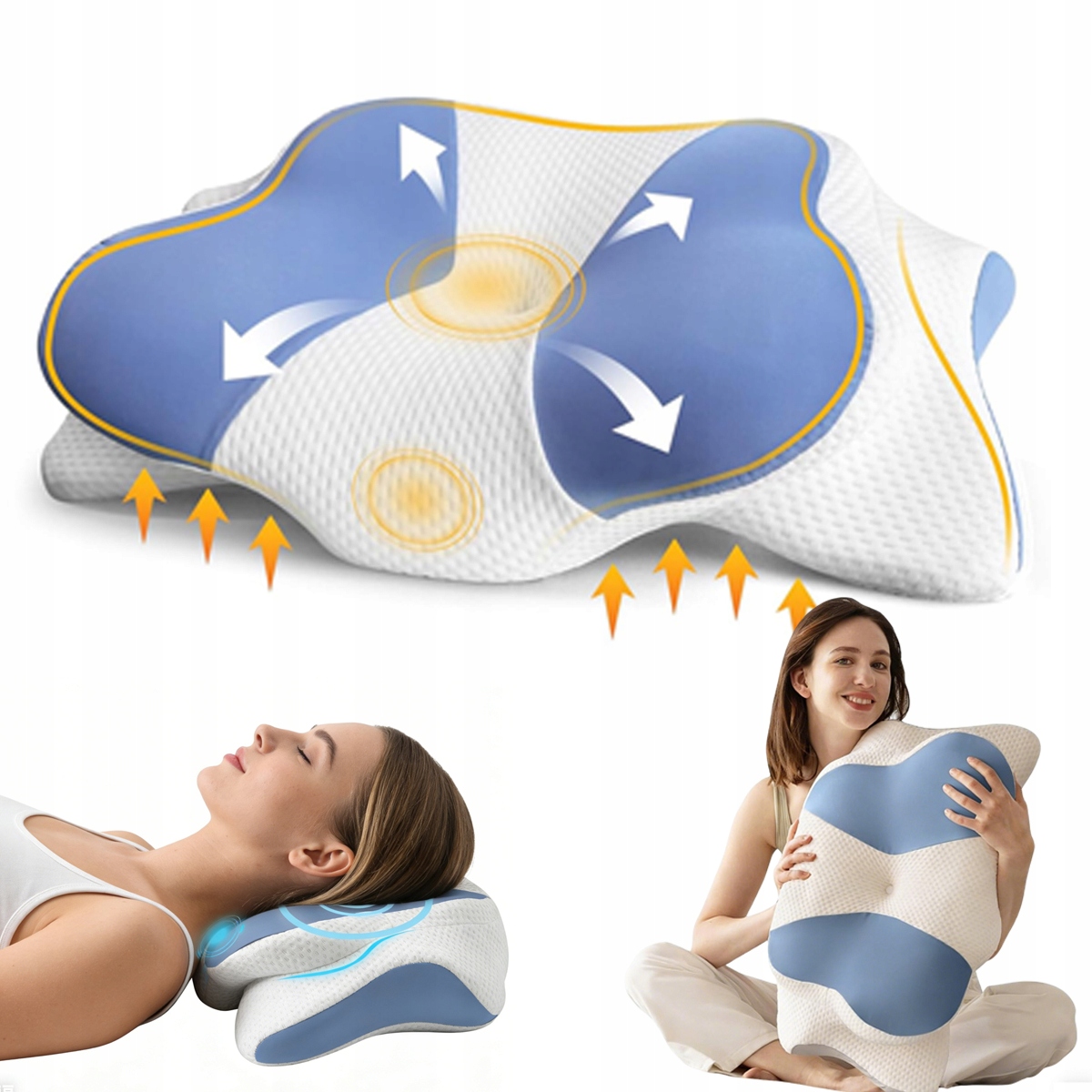 Poduszka Do Spania Na Boku I Brzuchu Ortopedyczna Ergonomiczna 64X40X15cm