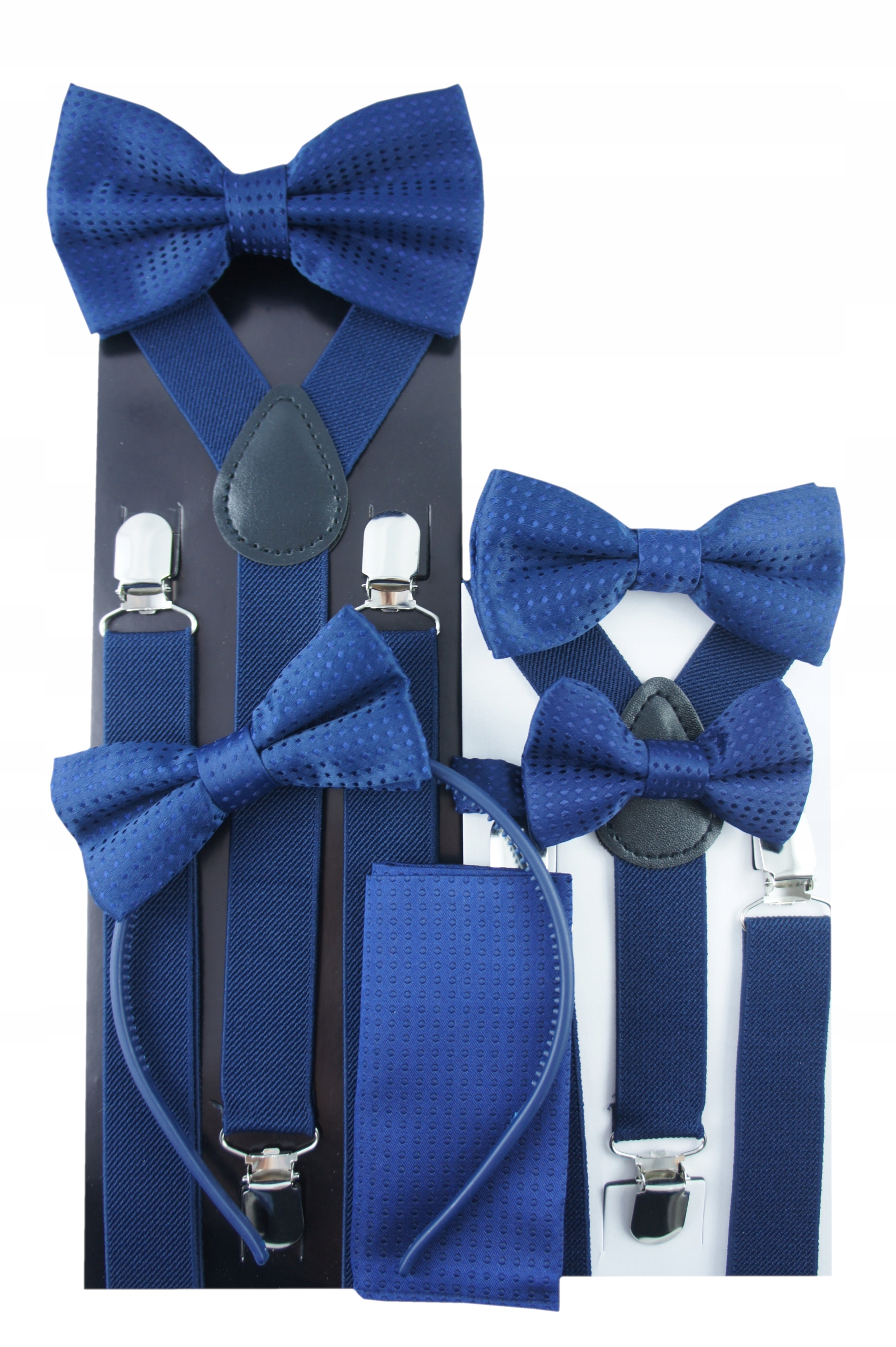 Granatowa Poszetka gotowa do marynarki kieszonki GROSZKI Materiał dominujący poliester