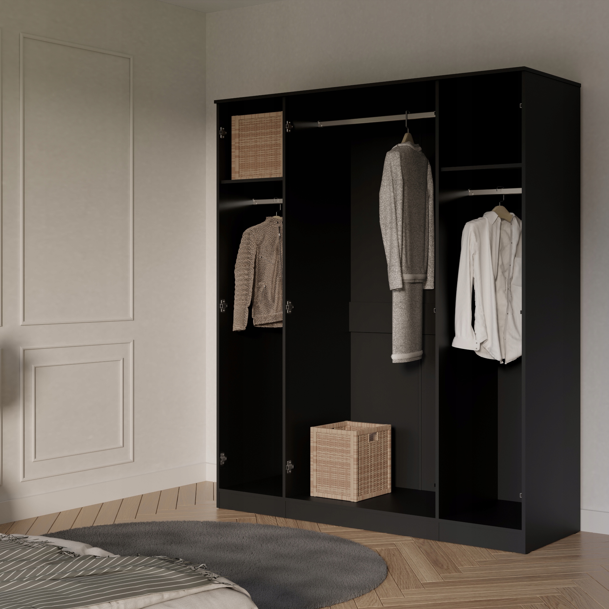 Szafa uchylna z lustrem Monza 4D 160 Czarna