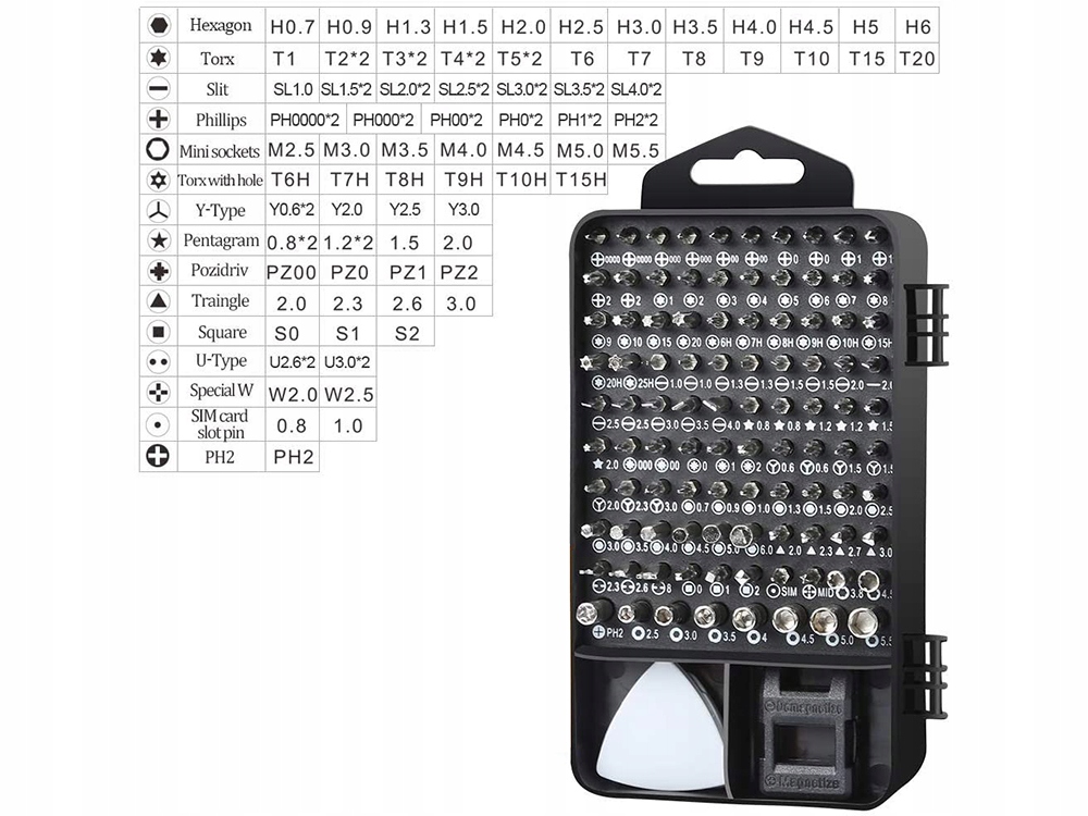 SADA PŘESNÝCH ŠROUBOVÁKŮ TORX 115 v 1 Hmotnost produktu s individuálním balením 0,526 kg