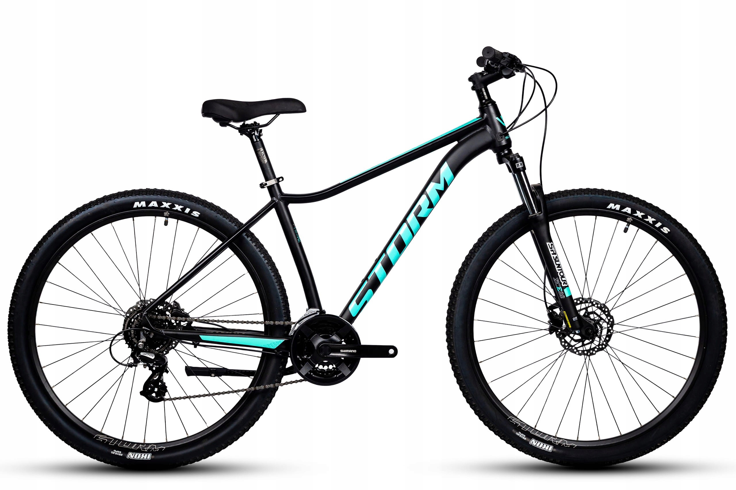 Rower 29 Storm Mtb Shark 3.0 D Altus 3X8 2HD 18 Czarny Mat-turkus