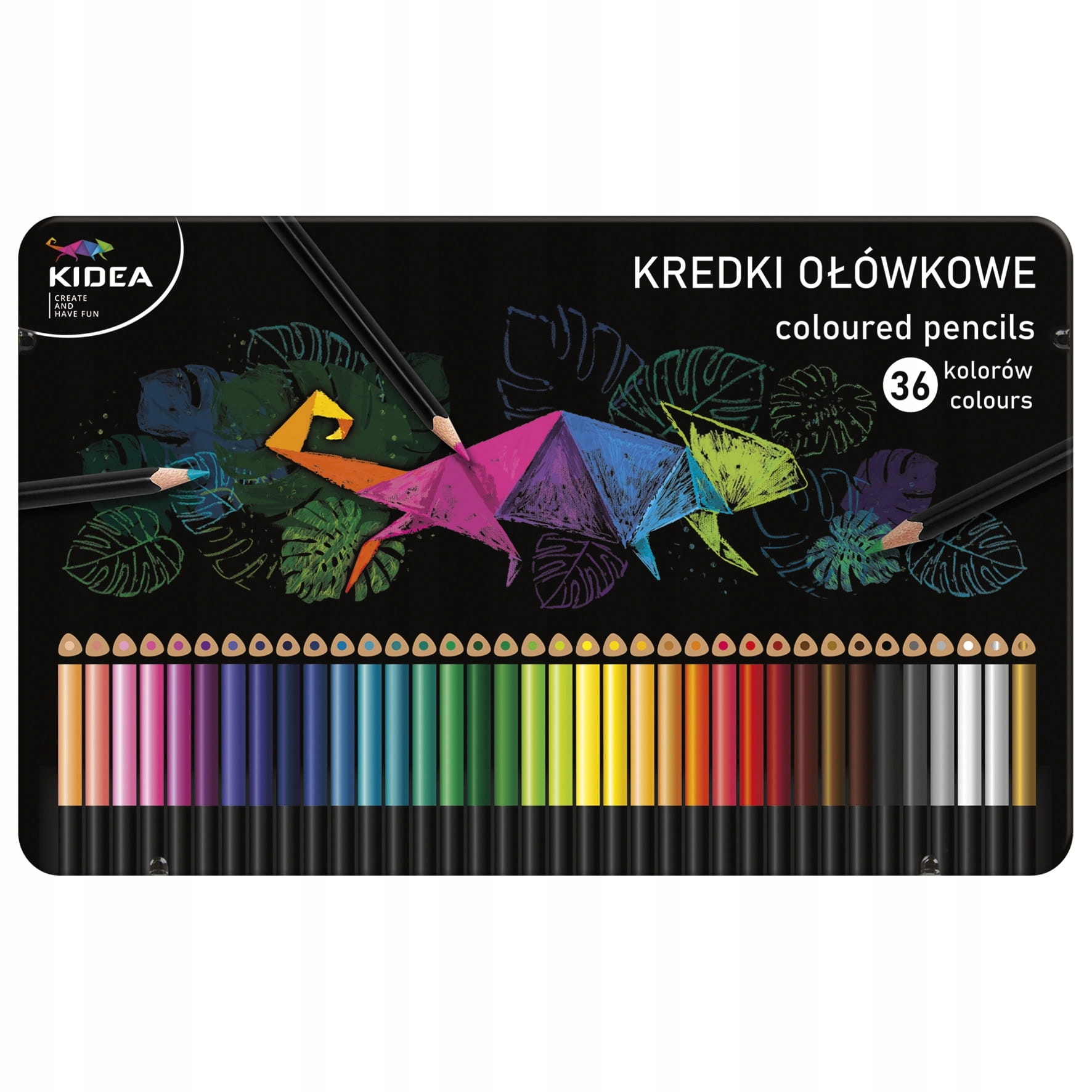 

Kredki trójkątne Kidea w metalowym pudełku, 36