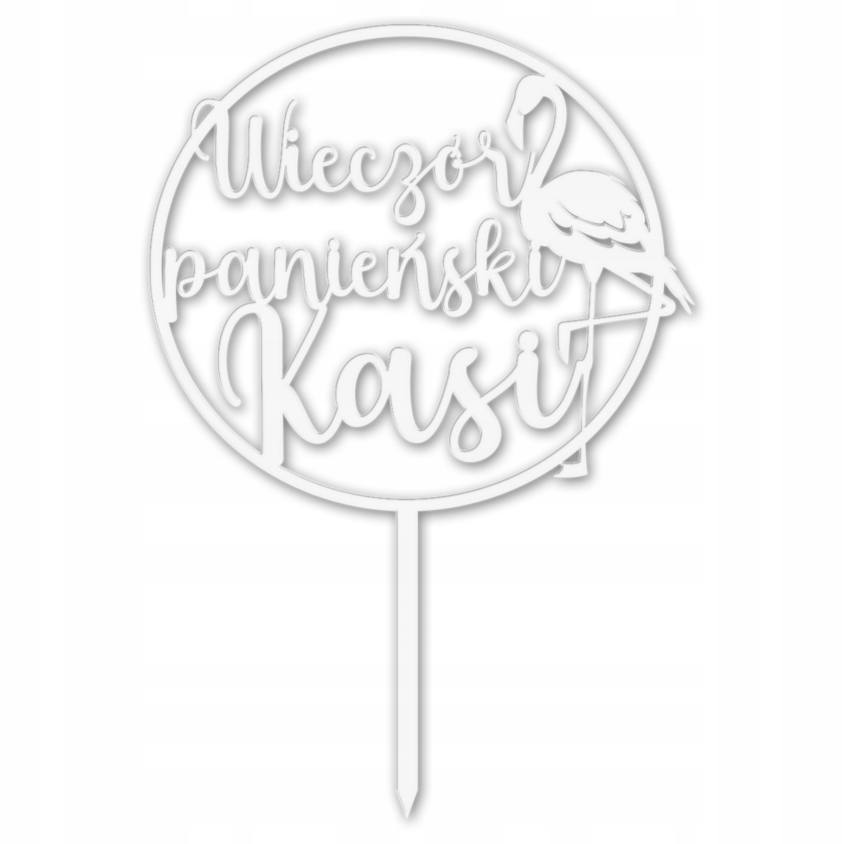 TOPPER WIECZÓR PANIEŃSKI IMIĘ FLAMING NAPIS BIAŁY Kolor biały