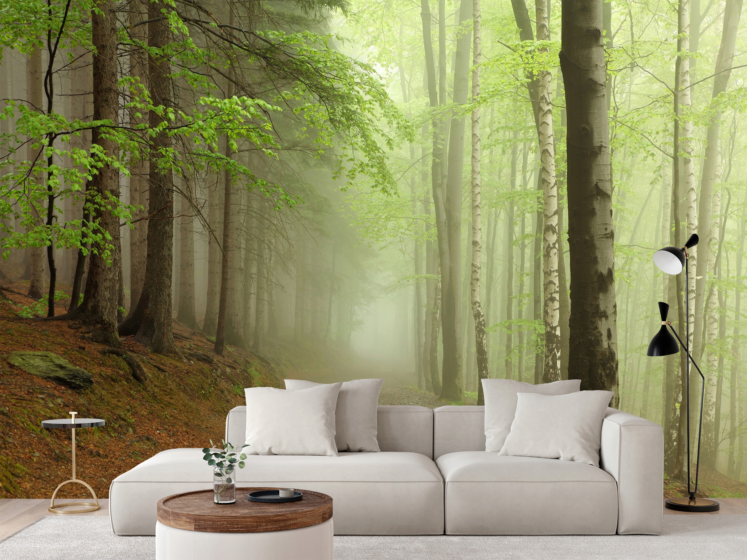 Fototapeta Cesta V Lese V Mlze 315 x 210 cm